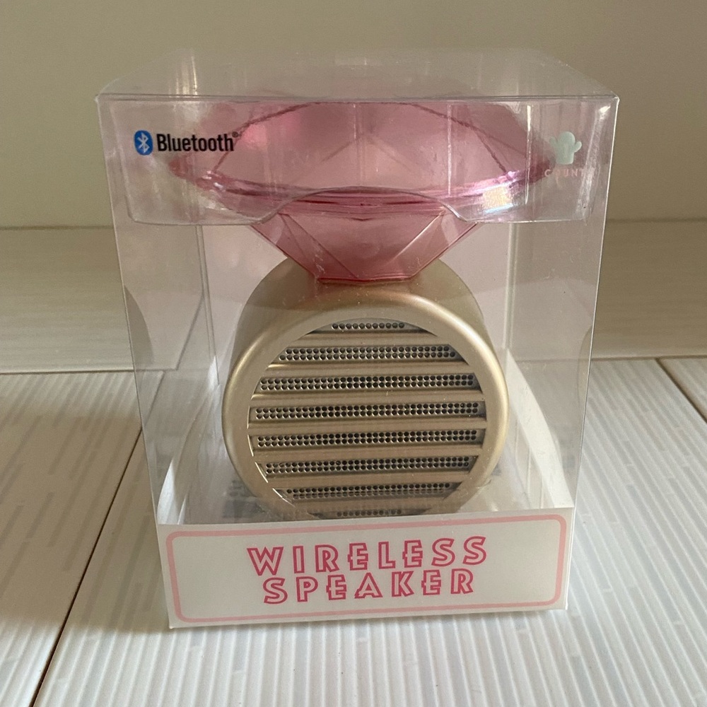 Rechargeable Speaker Wireless NEW Bluetooth USB Pink Gold Ring Bridal Party NIB